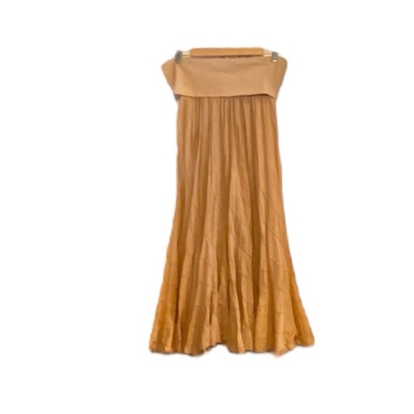 Cute Options 100% Cotton Tan Ripple effect Maxi Skirt Granola Boho Western Fall - Picture 1 of 5